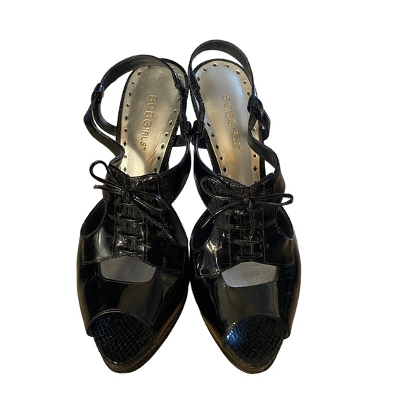 BCBG - BCBGirls womens size 9.5 patent leather Y2K tuxedo style sling back pumps - Picture 7 of 12